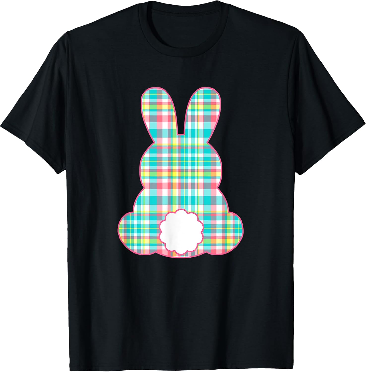 Plaid Pastel Multi Color Gingham Check Easter Bunny Shirt T-Shirt