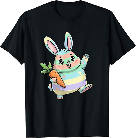 Cute Chubby Pastel Easter Bunny with Carrot T-Shirt