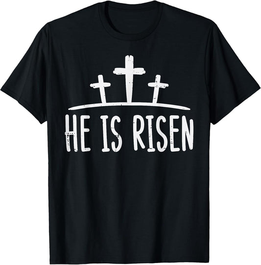 Easter He is Risen Cross Religious Christian Men Women Kids T-Shirt Small