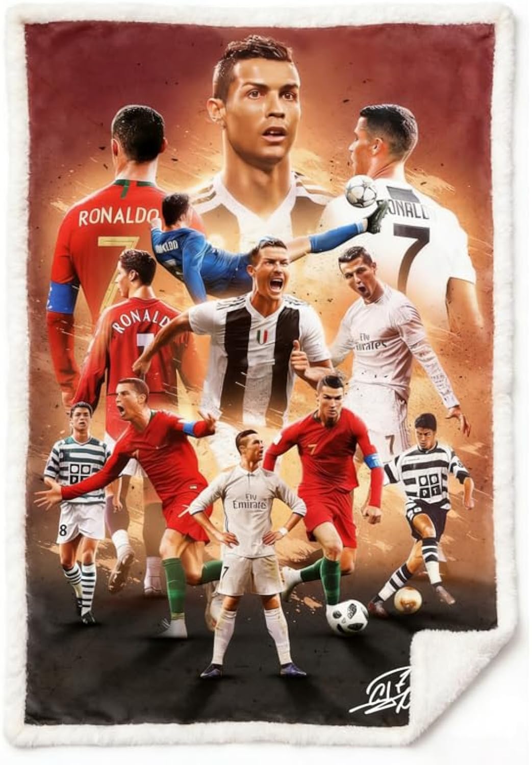 Cristiano Ronaldo Blanket For Kids Fans-Soccer Blankets for All Seasons Throw Bedding Sofa and Travel Reserve Air Conditioning-Ultra-Soft Anti-Pilling Blanket Warm Lightweight 150cm x 125cm