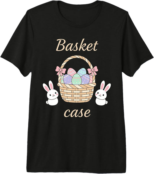 Cute Easter Bunny Basket and Pastel Eggs Design Premium Tri-Blend T-Shirt