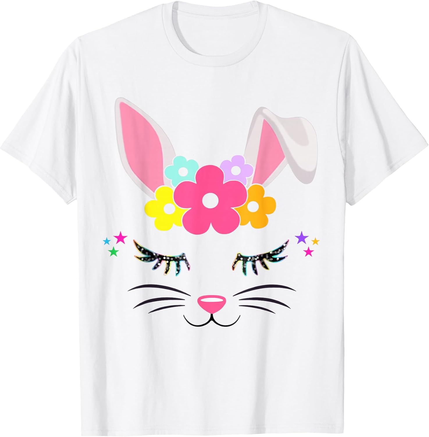 Happy Easter Day Cute Bunny Face Christian Girls Women Gift T-Shirt Small