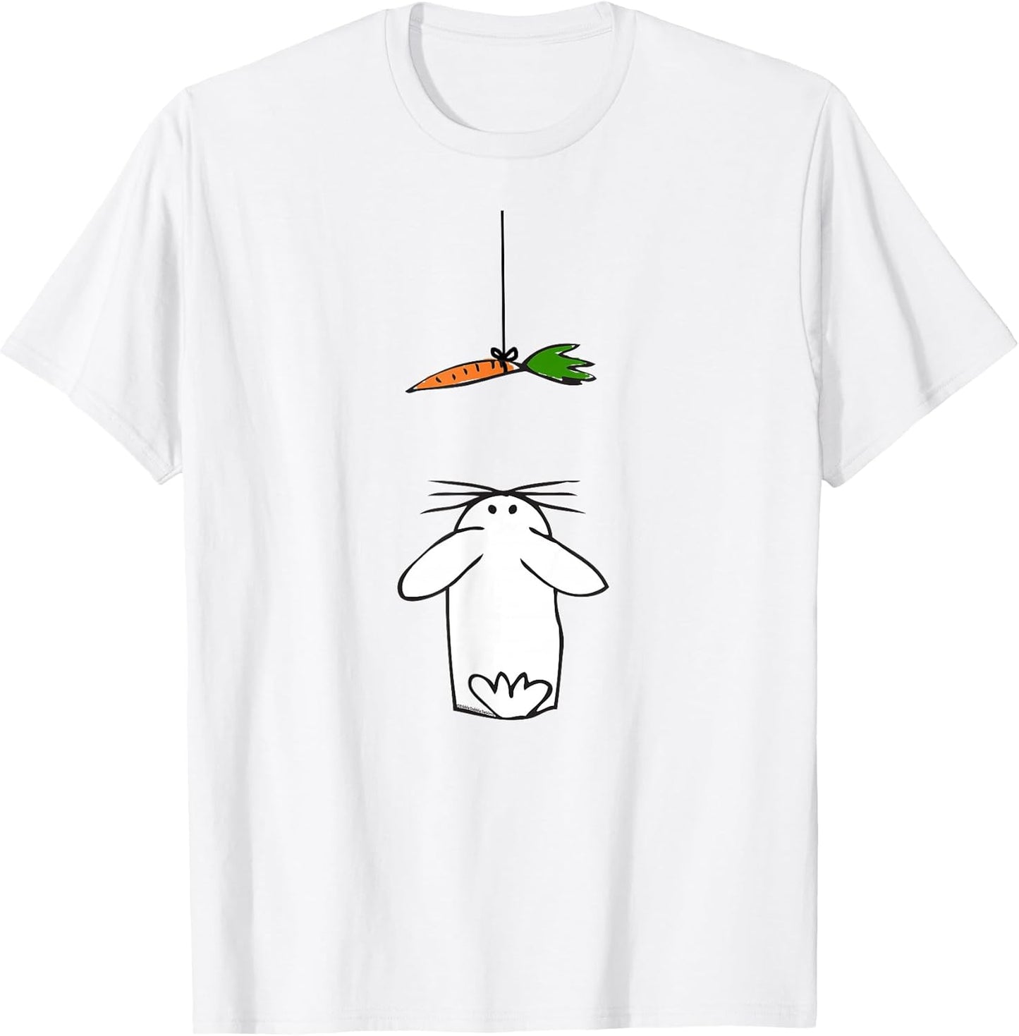 Cute and Funny Rabbit Looking Up at Carrot Kids Easter T-Shirt Small