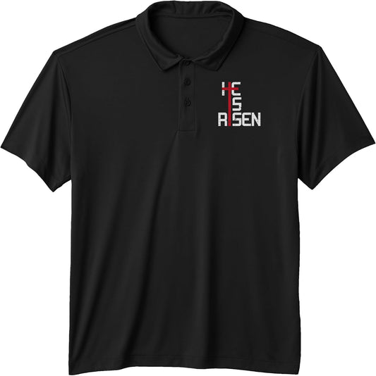 He is Risen Cross Jesus Easter Christian Religious Men Teens Performance Polo Shirt
