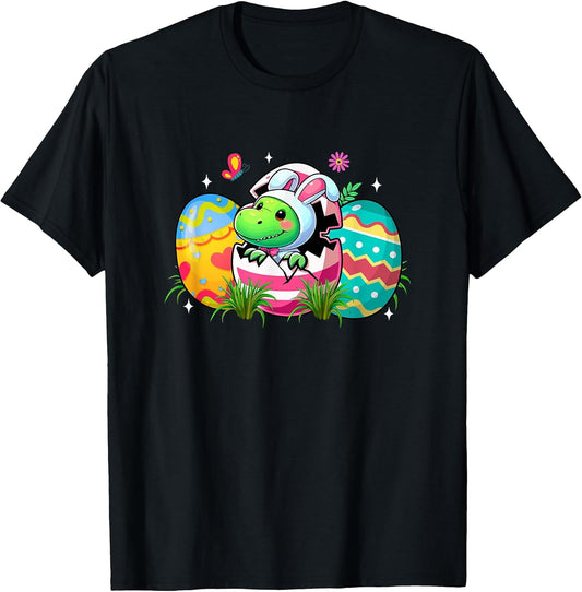 Bunny T-rex Dinosaur Inside Colorful Chocolate Eggs Easter T-Shirt