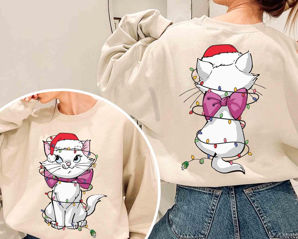 2-sided Santa Marie Portrait Christmas Light Double Sided Sweatshirts, Gifts for Friends