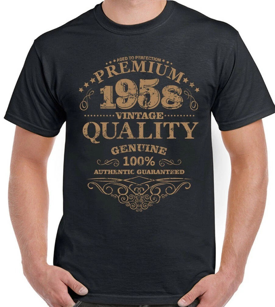 68th Birthday T-Shirt 1958 Mens Funny 68 Year old Present Aged To Perfection