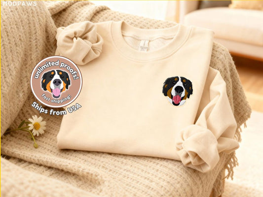 Custom Pet Portrait Embroidered Sweater  Personalized Dog and Cat Embroidery Pullover Crewneck Sweatshirt