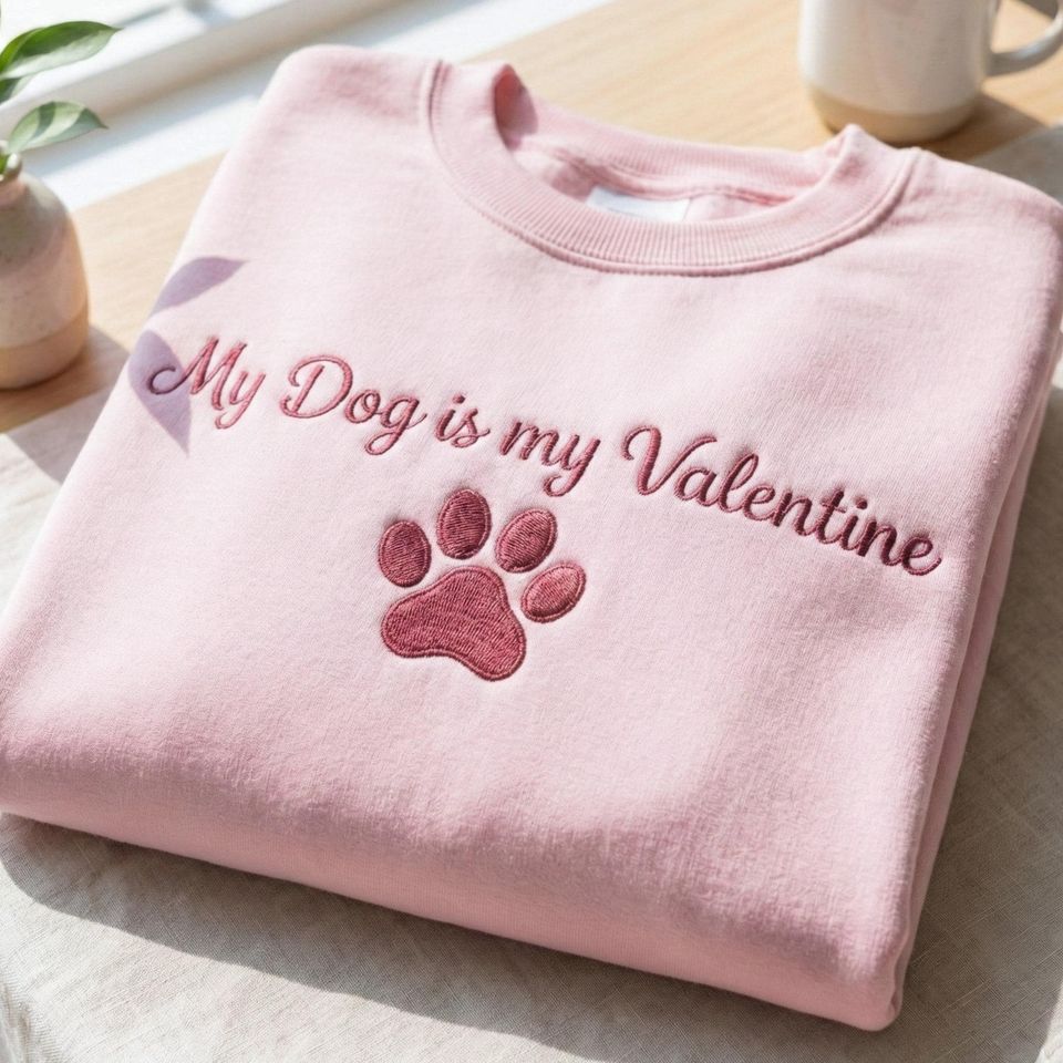 Dog Lovers Valentine's gift Embroidered Sweatshirt, My Dog is My Valentine
