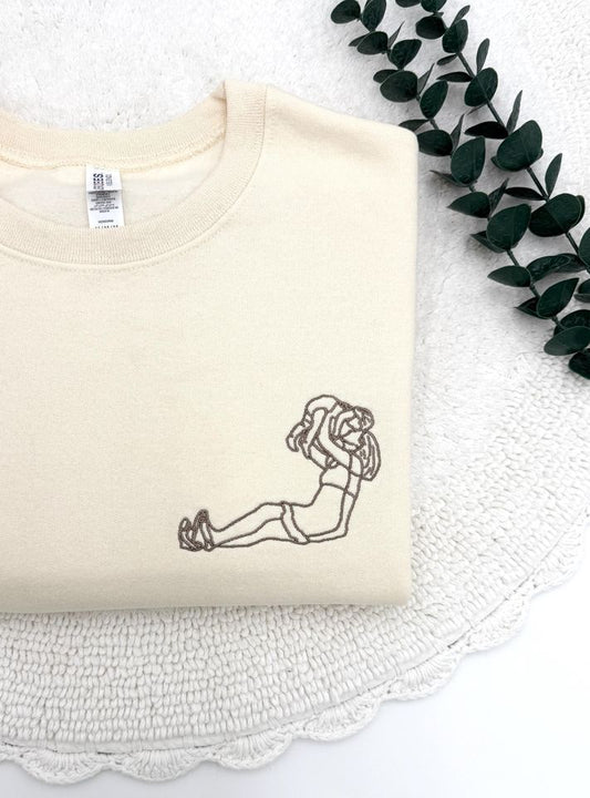 Embroidered Family Portrait Sweatshirt | Custom Outline Gift