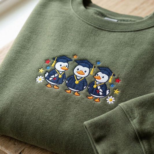 Class of 2026 Embroidered Sweatshirt with Graduation Ducks, Diploma Crewneck, Senior Gift Idea