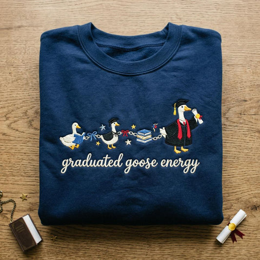 Embroidered Graduated Goose, Senior 2024 Sweatshirt, Graduation Parade, College Graduation Gift