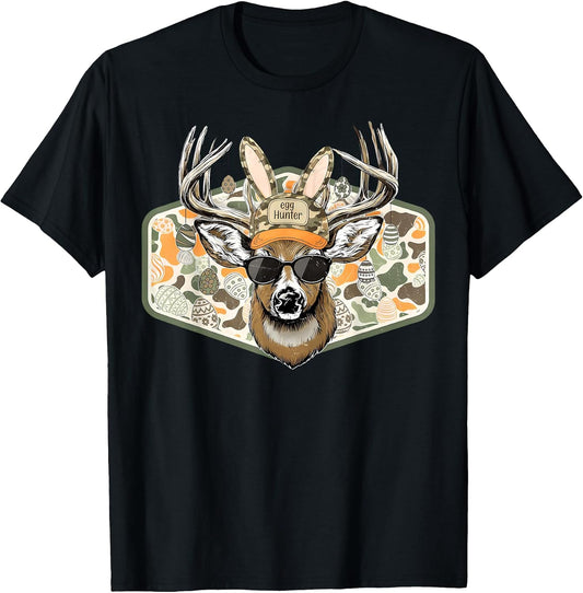 Camo Backward Cap Deer Buck Easter Egg Hunter Boy Girl Kids T-Shirt