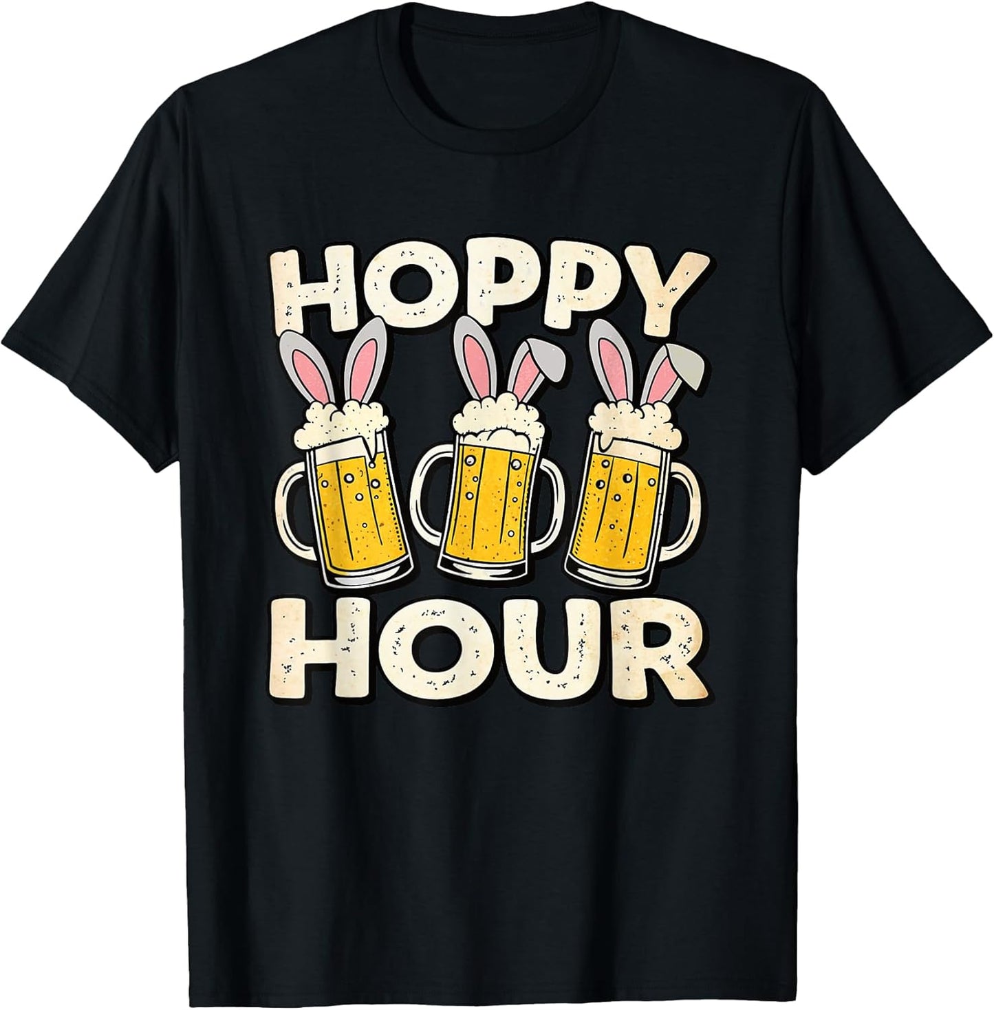 Hoppy Hour Funny Easter Beer Mug Bunny Ears Drinking Party T-Shirt