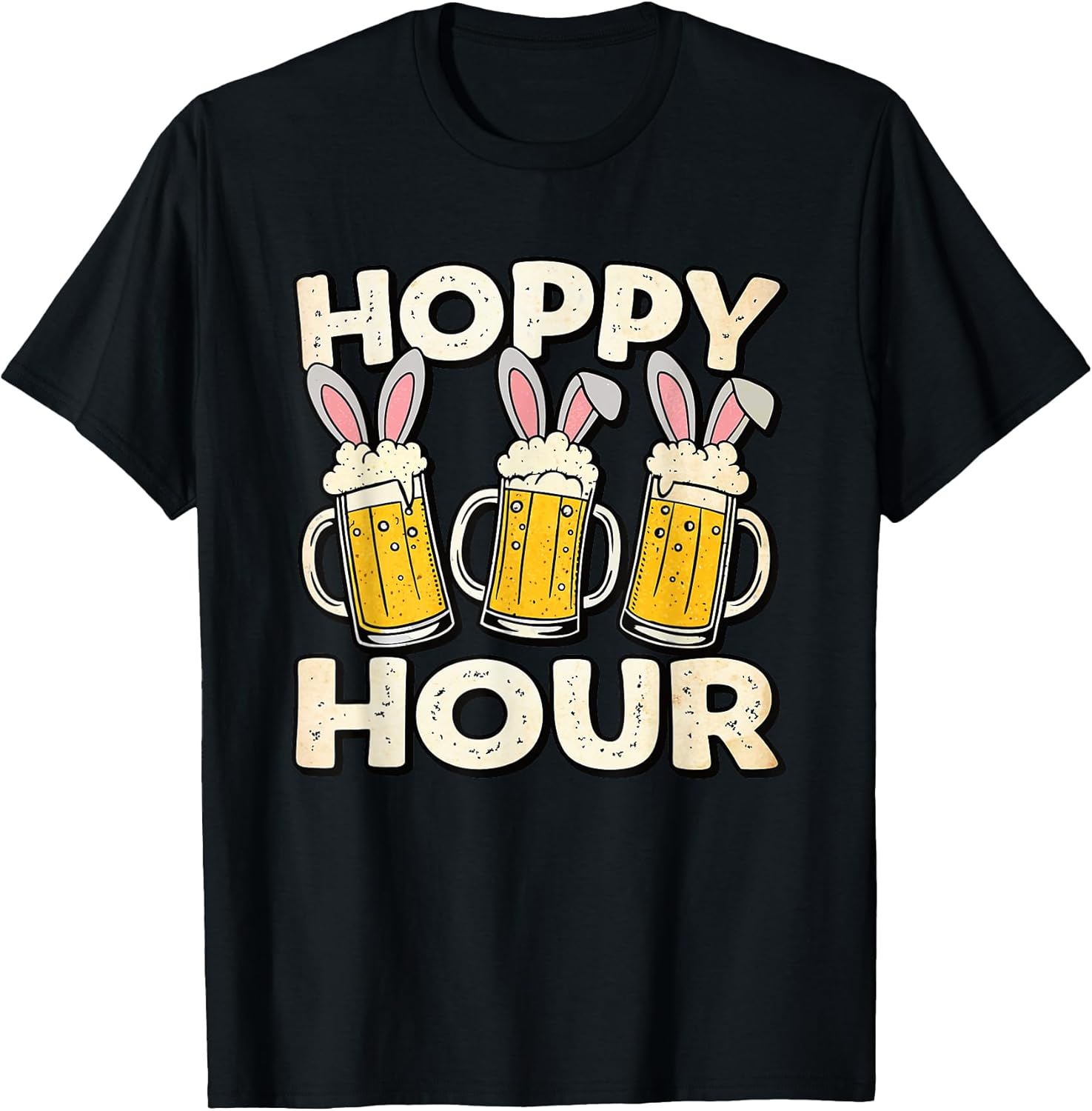 Hoppy Hour Funny Easter Beer Mug Bunny Ears Drinking Party T-Shirt