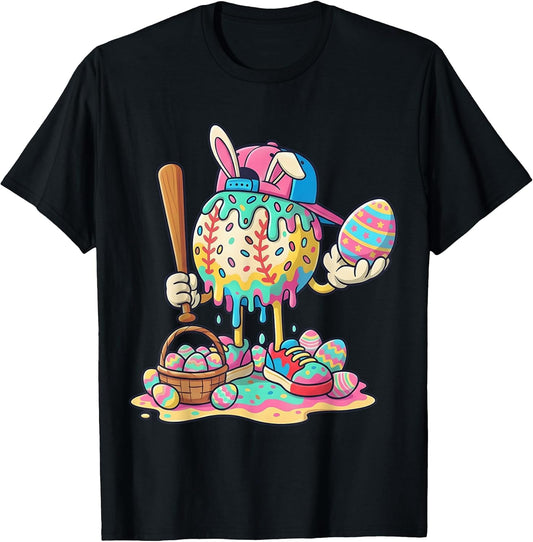 Easter Baseball Drip Easter Bunny Boys Women Men T-Shirt