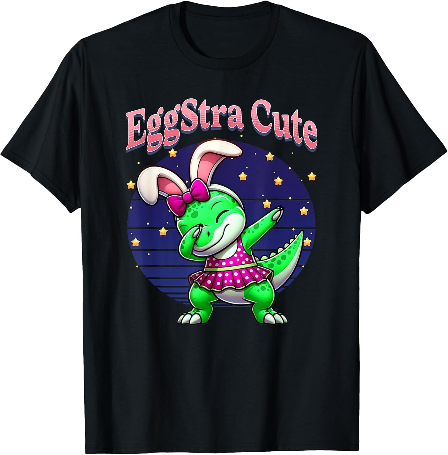 Girls T-Rex Dinosaur Easter Bunny Dabbing Eggstra Cute T-Shirt