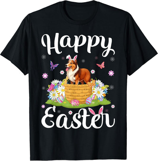 Sheltie Dog Happy Easter Egg Hunt Bunny Ear Easter T-Shirt