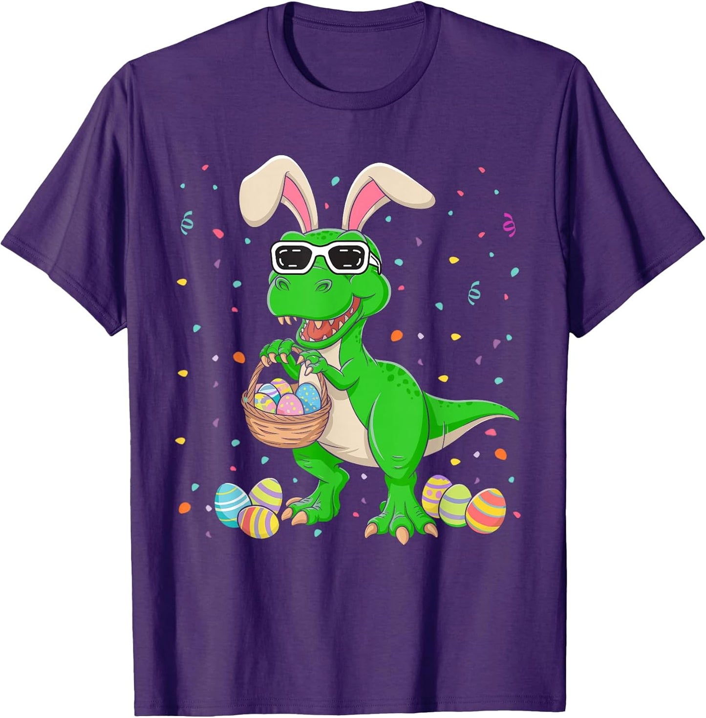 Easter T Rex Bunny Ears Dinosaur Eggs Easter Day Kids Boys T-Shirt