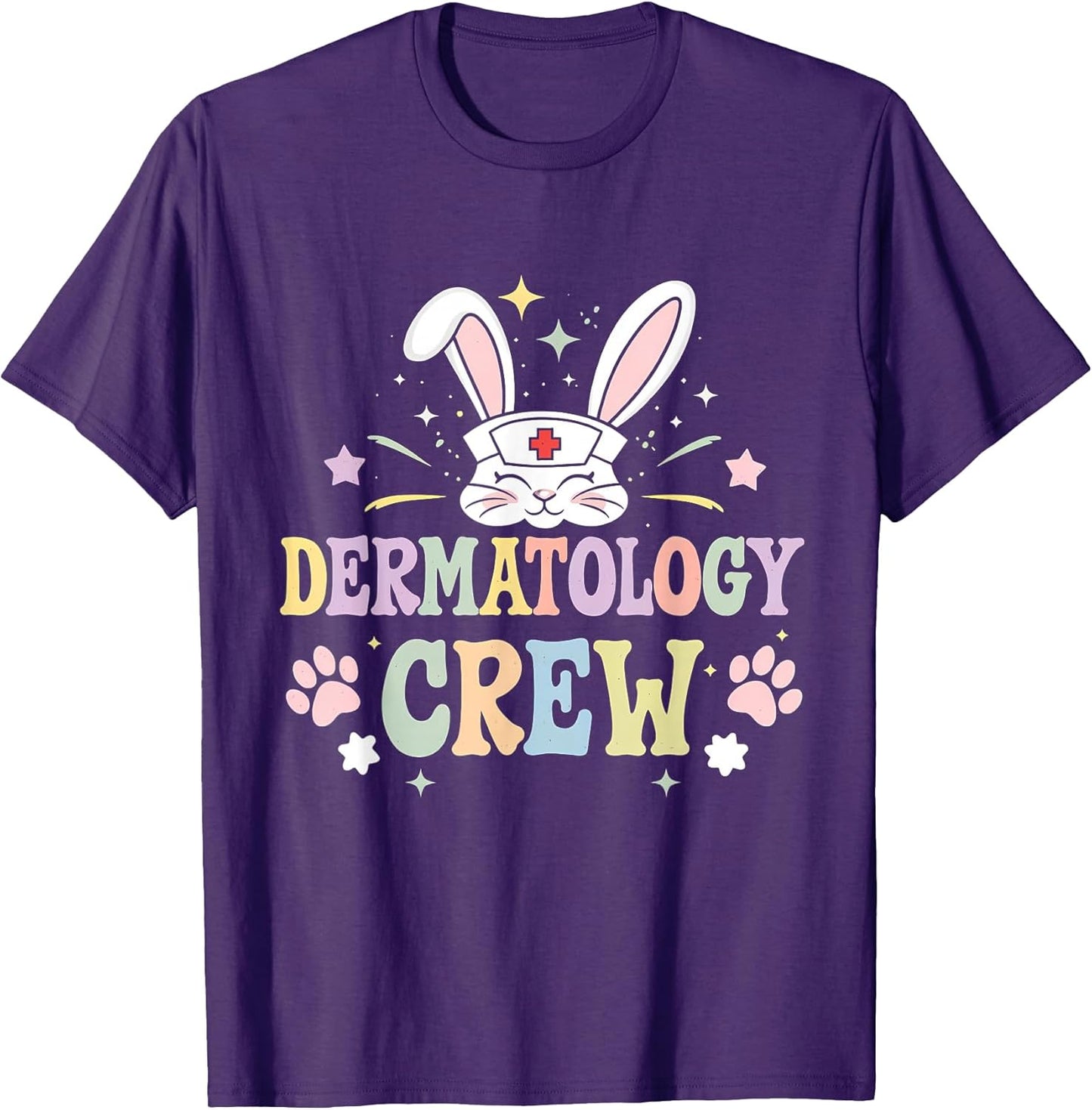 Dermatology Crew Funny Dermatologist Cute Bunny Ear Easter T-Shirt