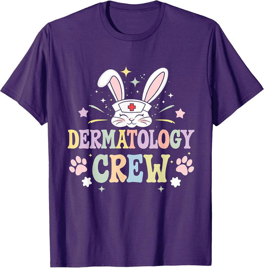 Dermatology Crew Funny Dermatologist Cute Bunny Ear Easter T-Shirt