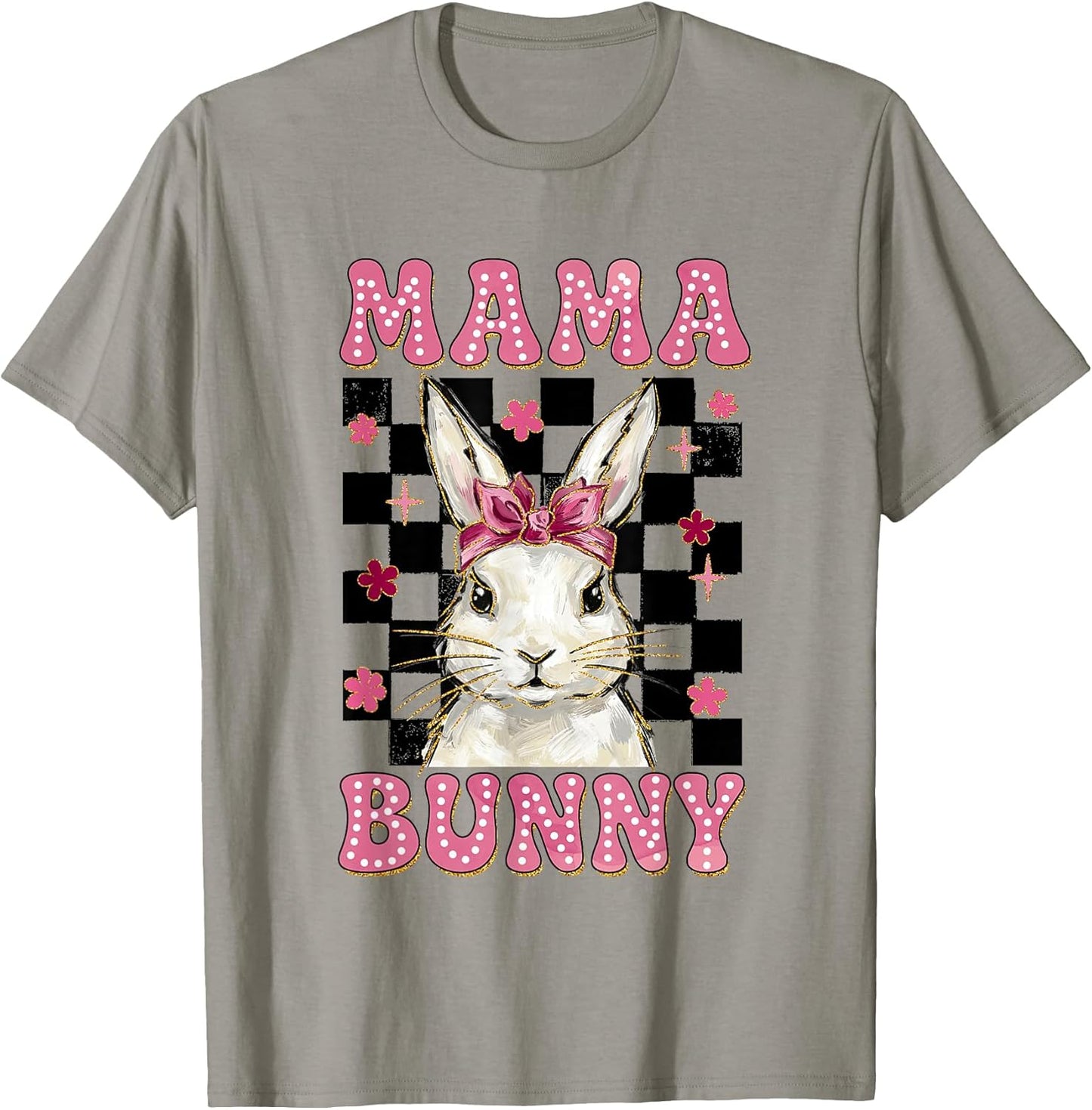 Easter Mama Bunny Matching Family Checkered Rabbit Bunny Mom T-Shirt