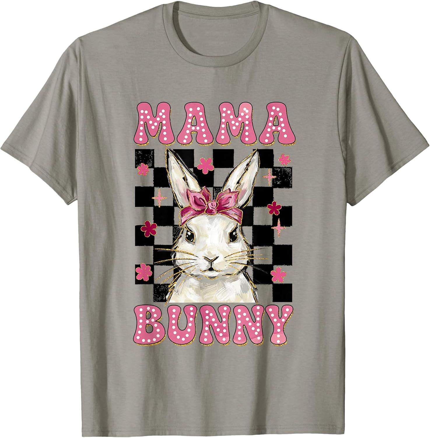 Easter Mama Bunny Matching Family Checkered Rabbit Bunny Mom T-Shirt