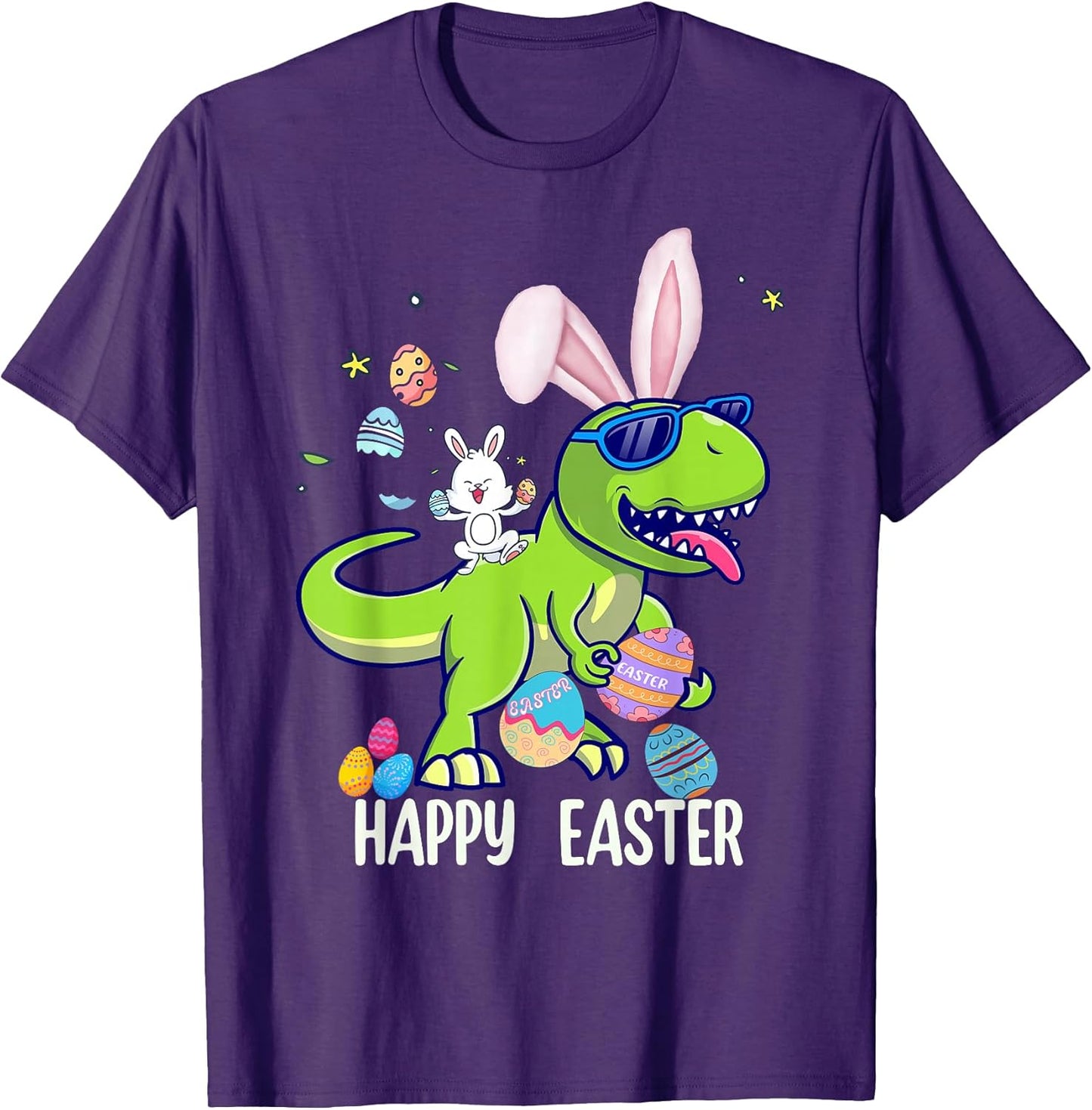 Easter Dinosaur Bunny Ears Easter Shirts For Kids Boys Girls T-Shirt