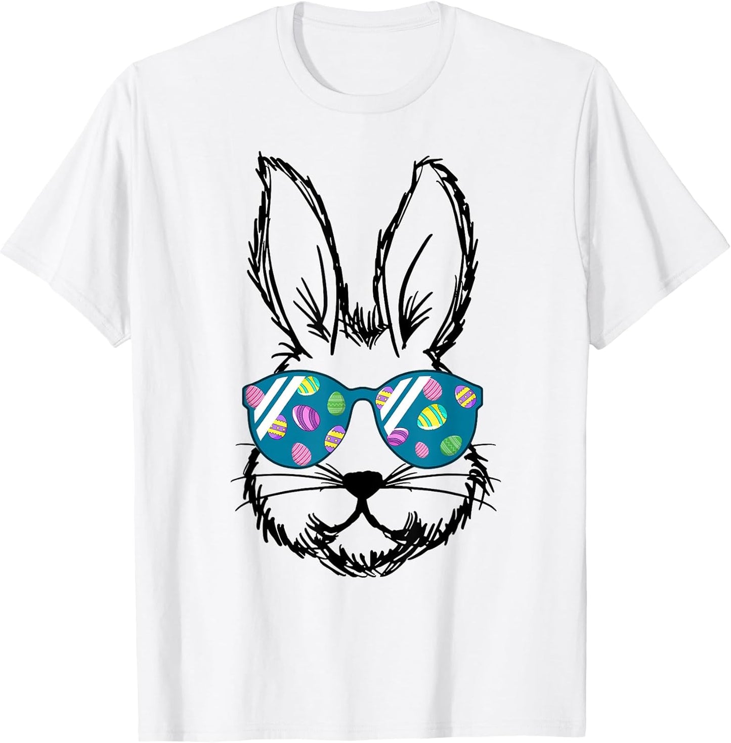 Happy Easter Day Egg Bunny Face with Sunglasses Boys Men T-Shirt