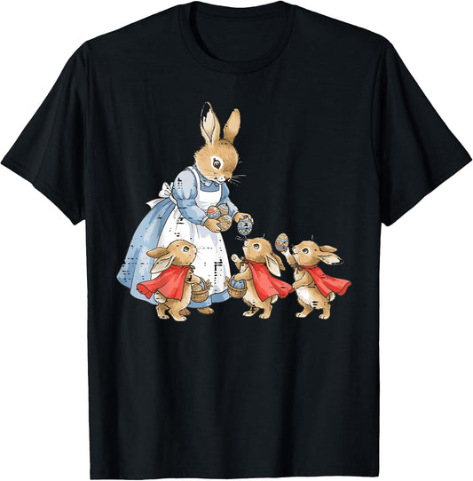 Easter Bunny Cottagecore Vintage Rabbit Women Girls Kids T-Shirt