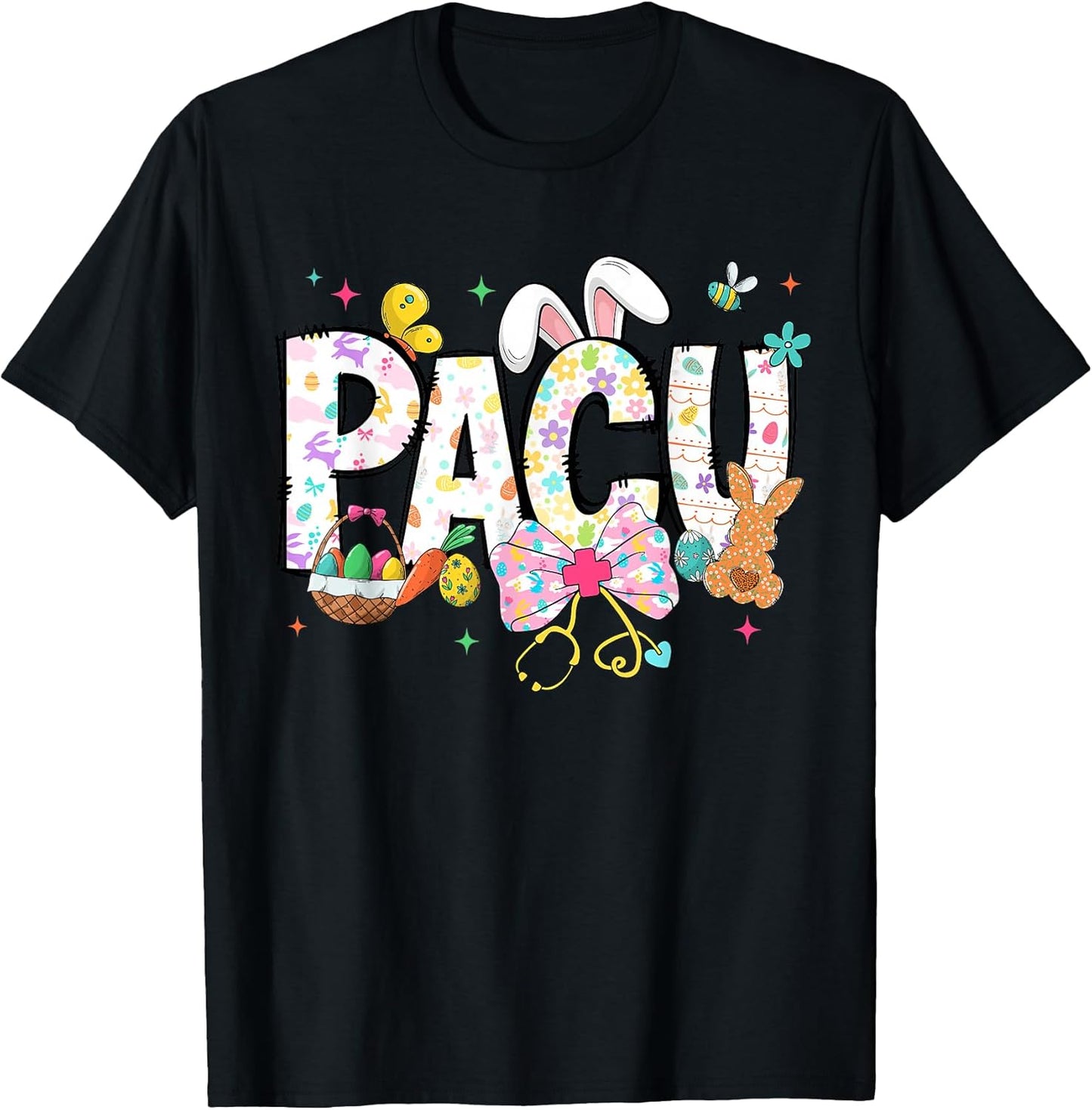 Happy Easter Pacu Nurse Bunny Ears Coquette Bow T-Shirt