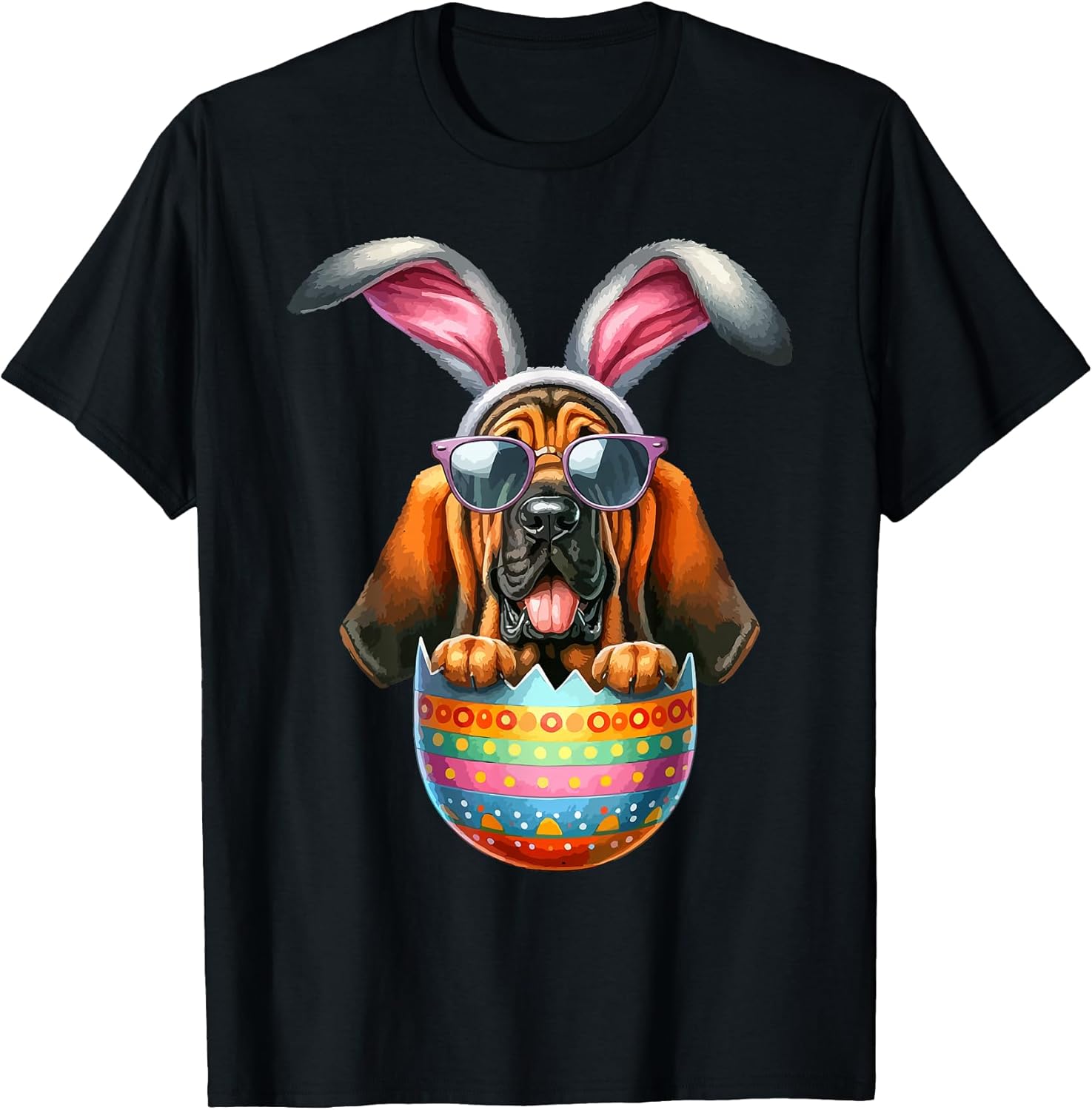 Bloodhound Dog Lover Easter Egg Happy Easter Bunny Ears T-Shirt