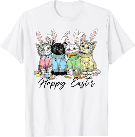 Happy Easter Bunny Ear Kittens Cats Men Women Kid T-Shirt