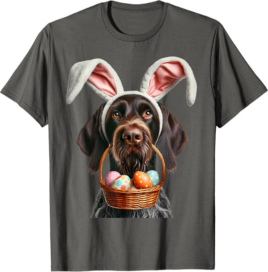 Cute Bunny Ear German Wirehaired Pointer Dog Easter Eggs Mom T-Shirt