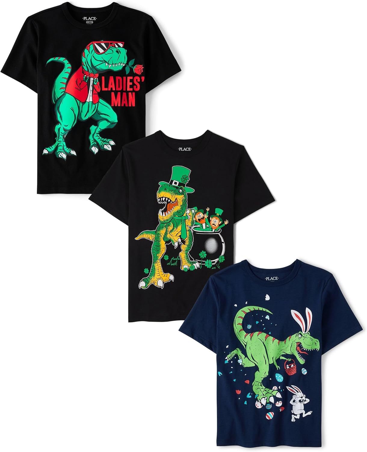 Boys' All Holidays,Birthdays Short Sleeve Graphic T-Shirts,3 Pack