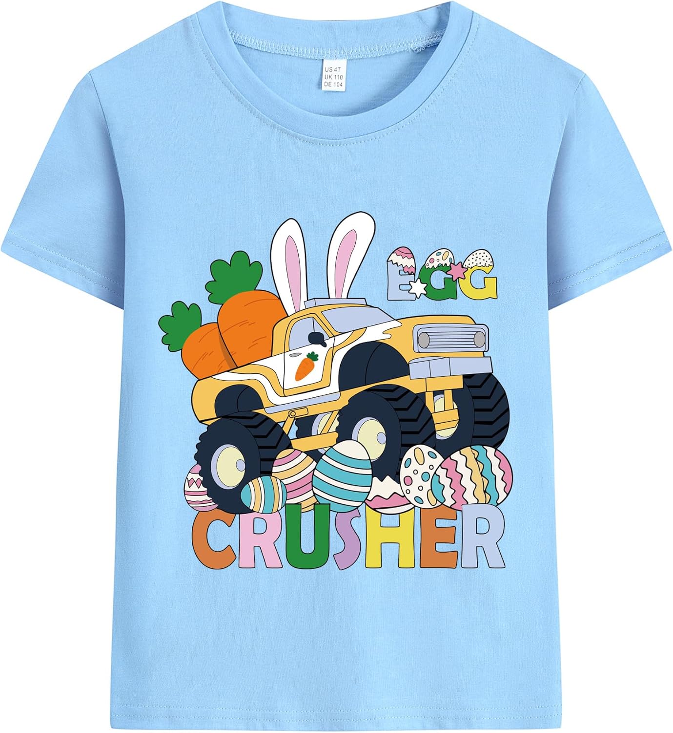 Toddler Boys Easter Shirt Tractor Bunny Clothes Dinosaur Tees for Kids Egg Excavator T-Shirt 2-7 Years