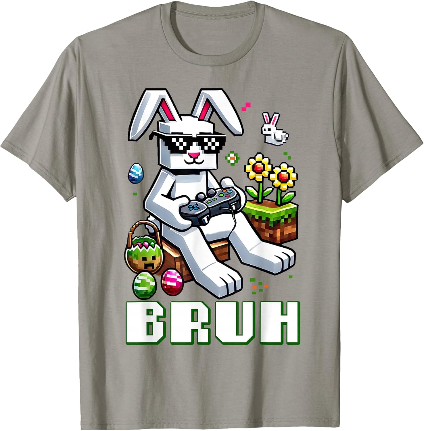 Boys Bruh Happy Easter Day Bunny Egg Video Game Kids Gamer T-Shirt