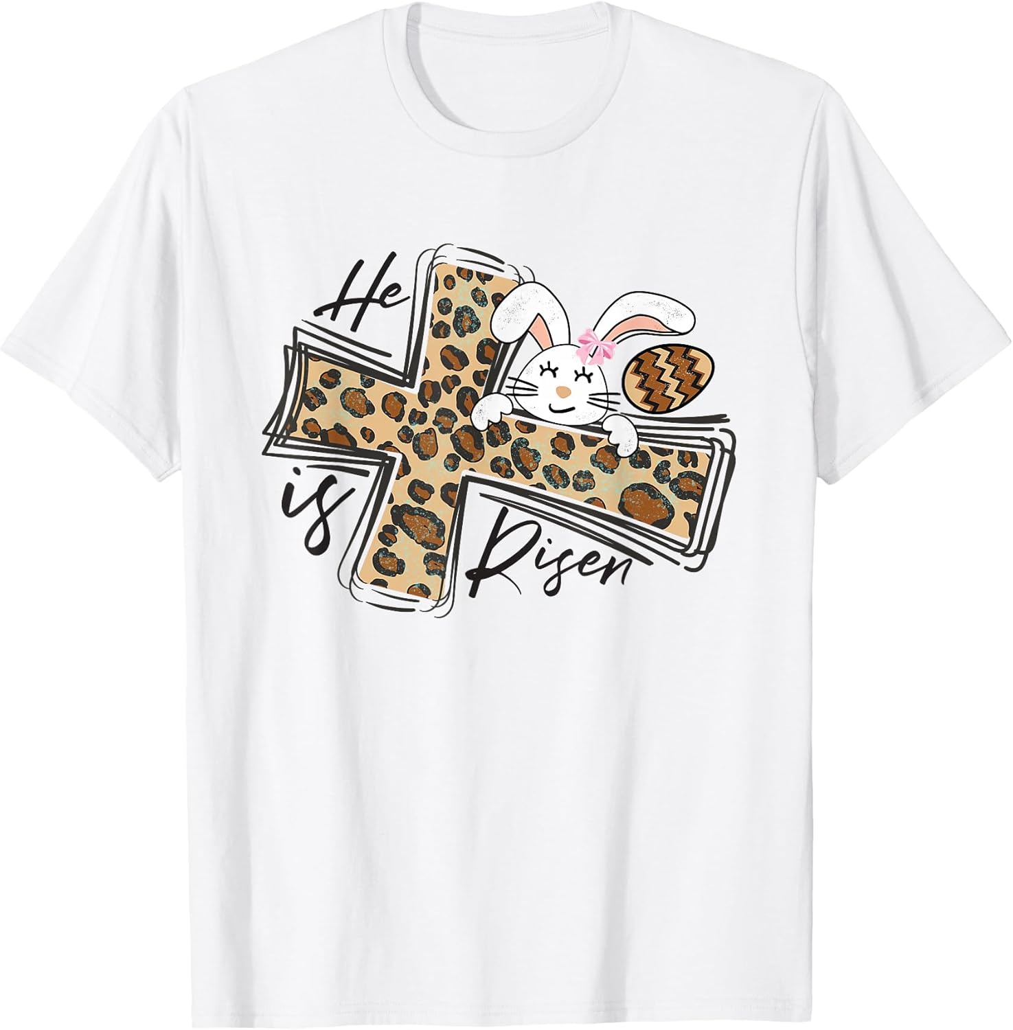 Happy Easter Shirt He Is Risen Jesus Cross Cute Easter Bunny T-Shirt