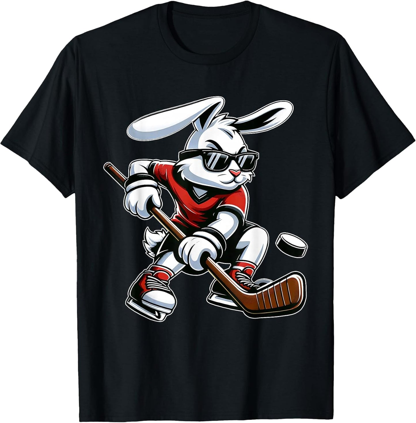 Kids Boys Happy Easter Bunny Playing Hockey Easter Sport T-Shirt