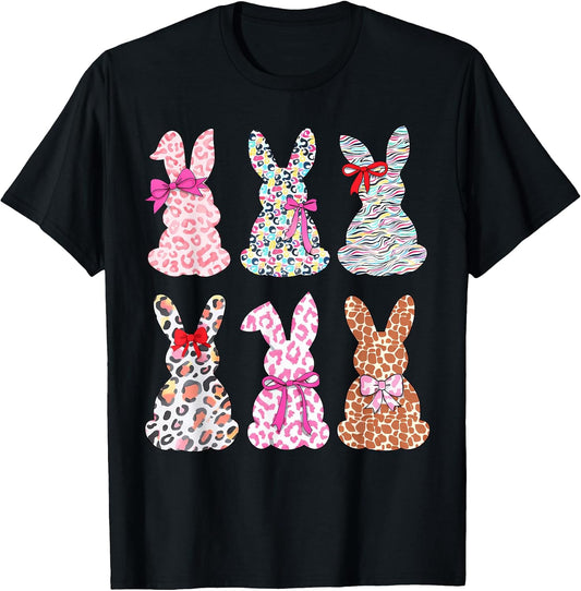 Women Girls Easter Bunny Leopard Happy Easter Day Women Girl T-Shirt