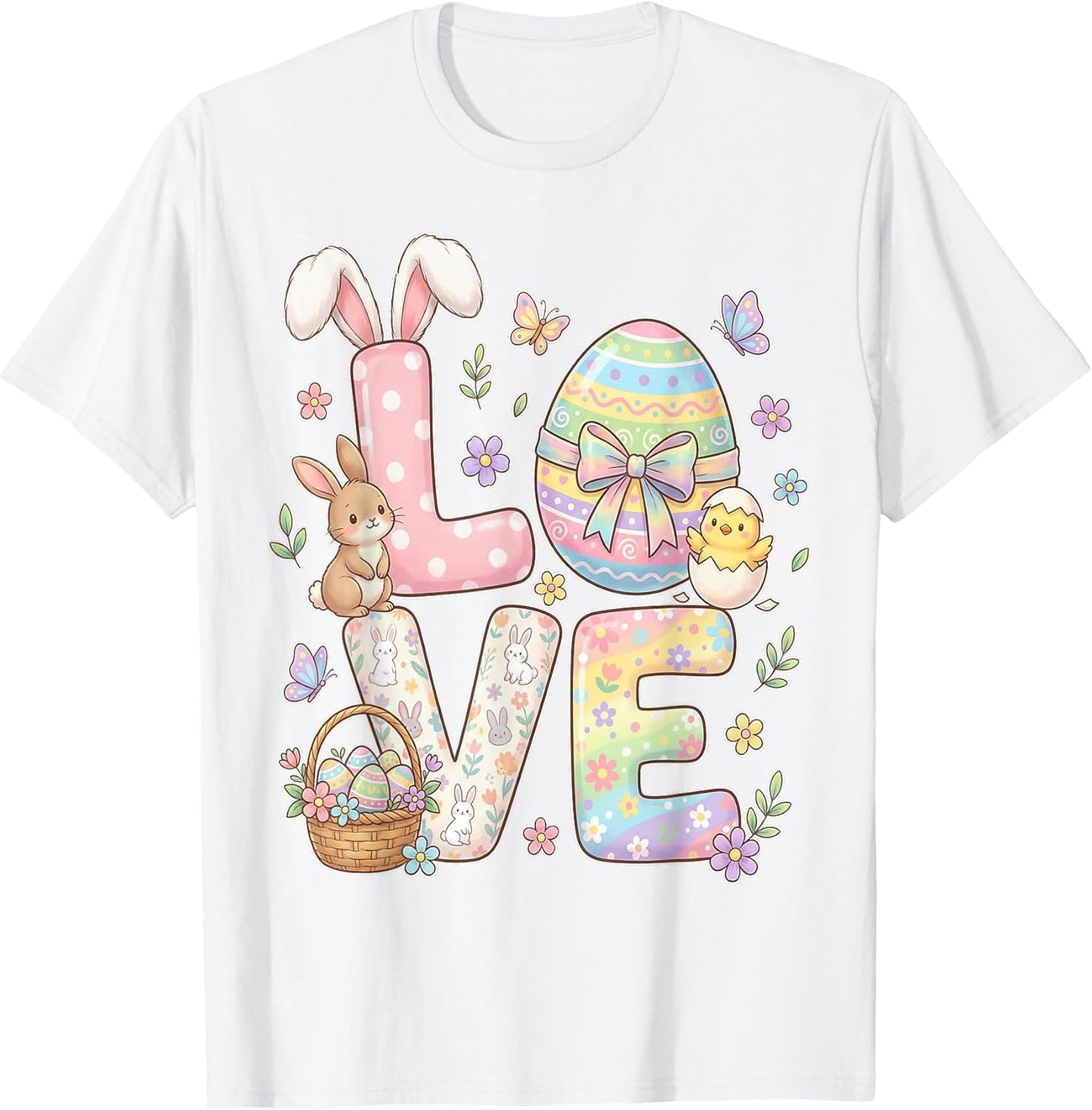 Easter Bunny Eggs Love Pastel Spring Bunny Eggs Girls Women T-Shirt