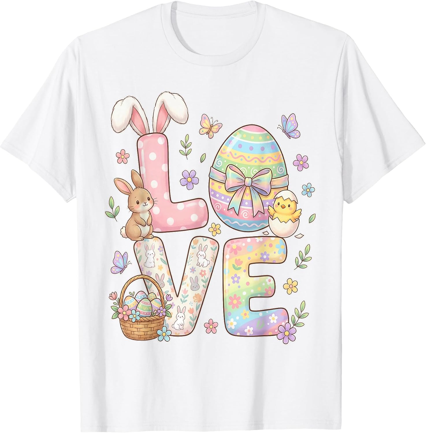 Easter Bunny Eggs Love Pastel Spring Bunny Eggs Girls Women T-Shirt