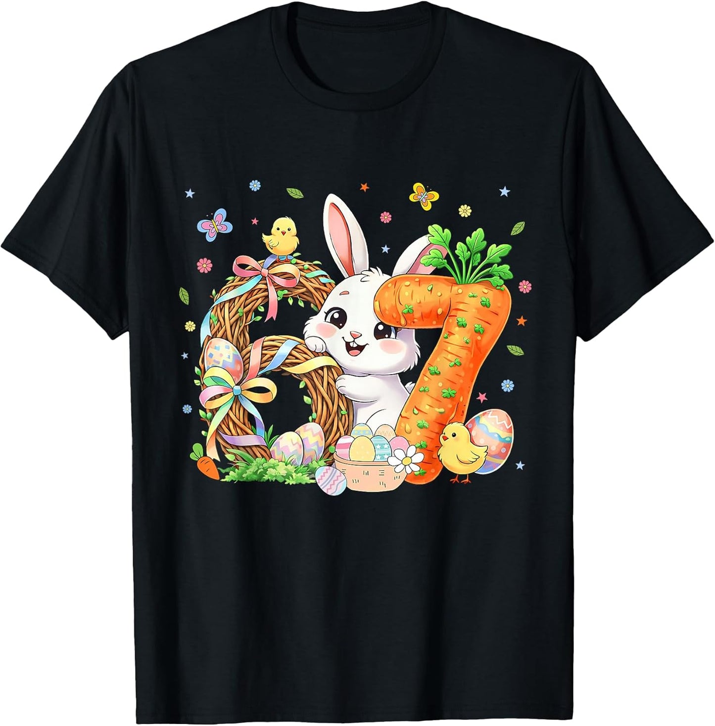 Happy Easter Day 67 Cute Bunny Six Seven 6 7 Boy Girl Kids T-Shirt