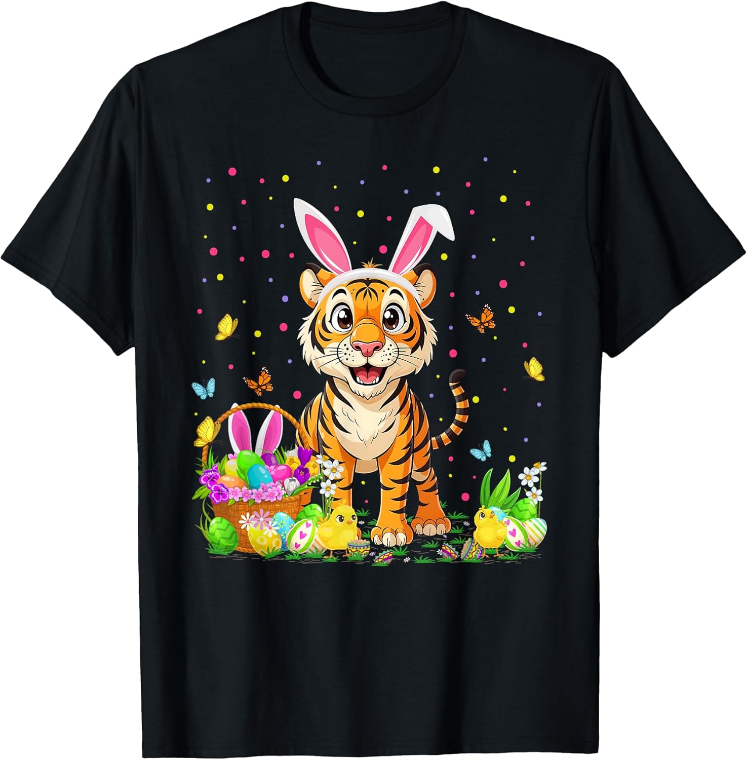 Tiger Easter Egg Hunt Bunny Ear Tiger Happy Easter T-Shirt