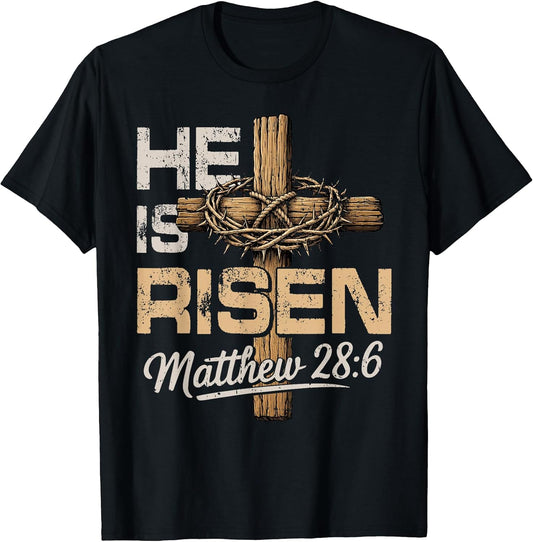 He is Risen Cross Jesus Christian Easter for Men Women Kids T-Shirt