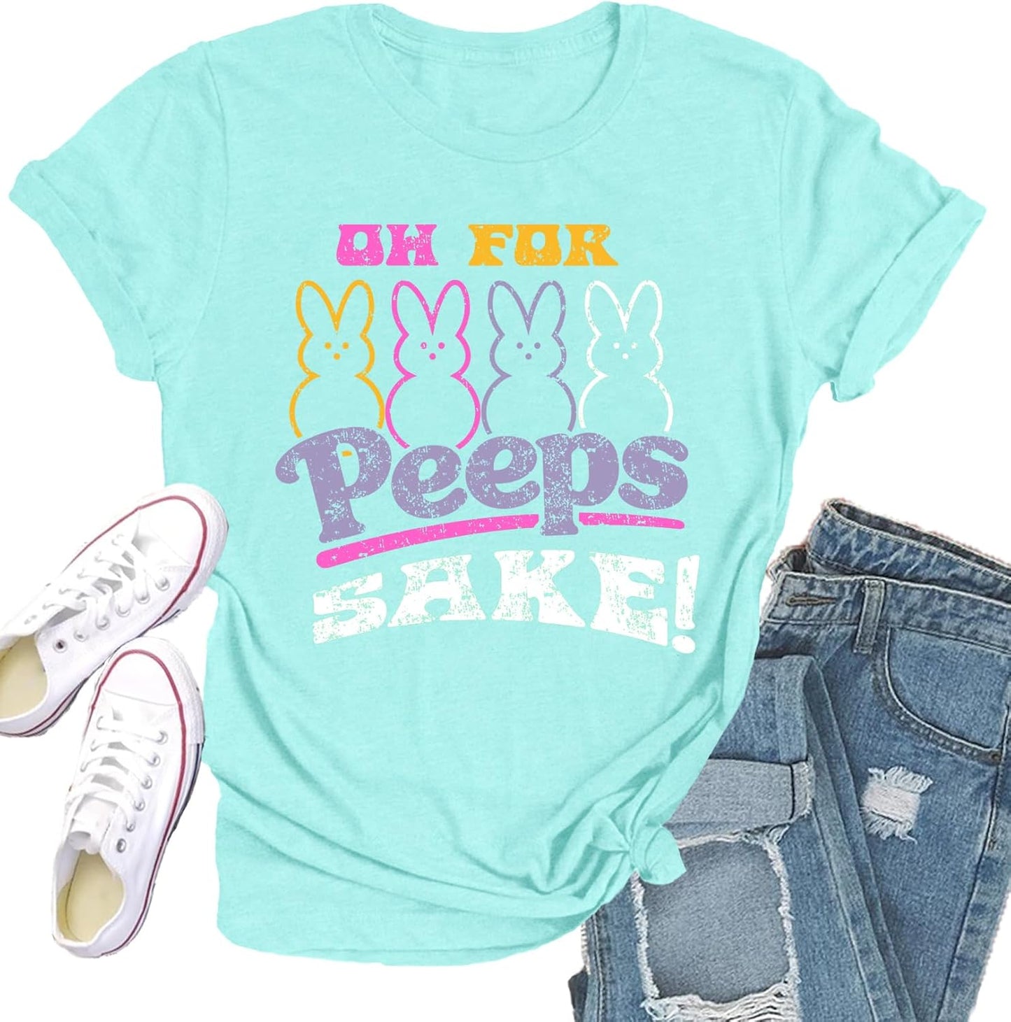 Easter Shirts for Women Funny Oh for Peep Shake T-Shirts Happy Bunny Rabbit Tee Outfits