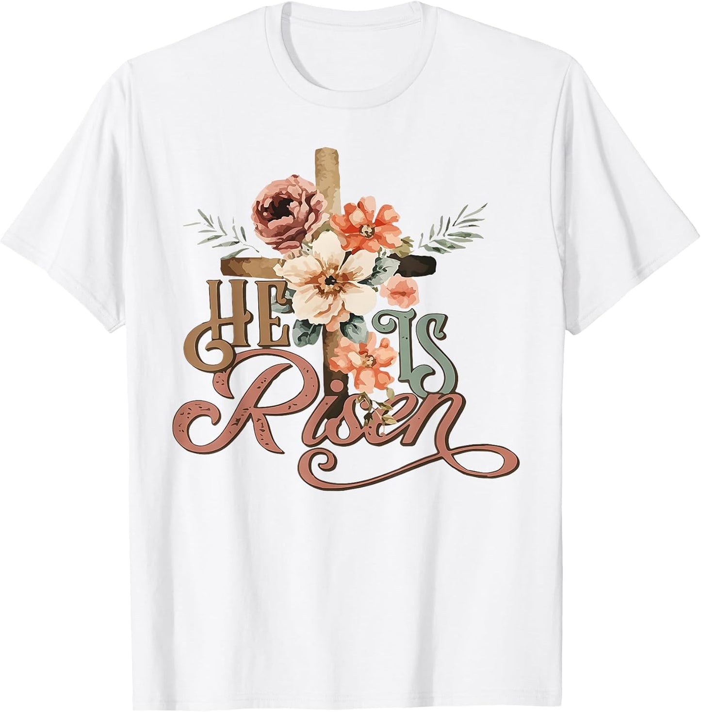 Retro Groovy He is Risen Floral Jesus Easter Day Christians T-Shirt
