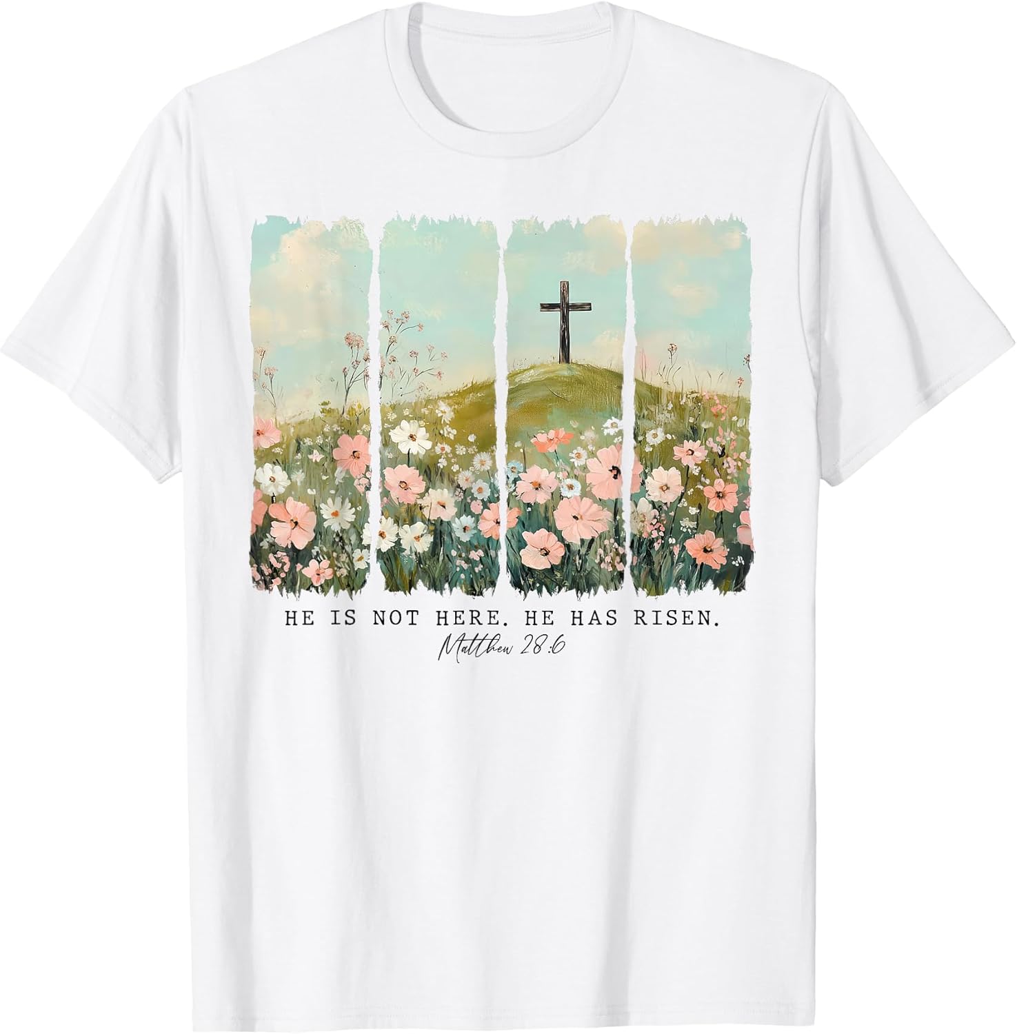 He is Risen Christian Wildflower Happy Easter Women Girls T-Shirt