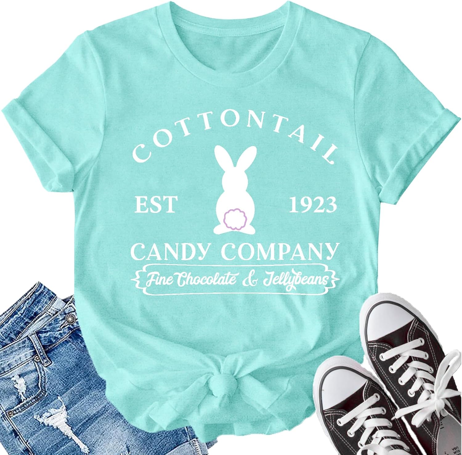 Womens Easter Shirt Easter Bunny T-Shirt Cottontail Rabbit Tee Tops