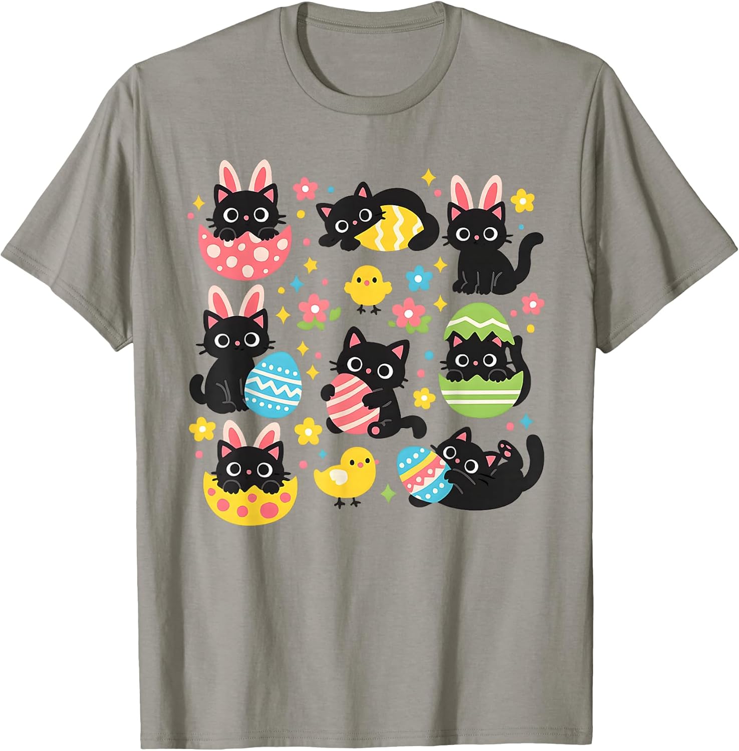Black Cat Easter Egg Cute Bunny Ear Easter Kitten Lovers T-Shirt